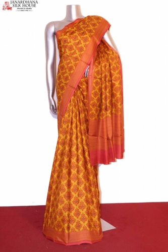 Exclusive Pure Printed Tussar Silk Saree